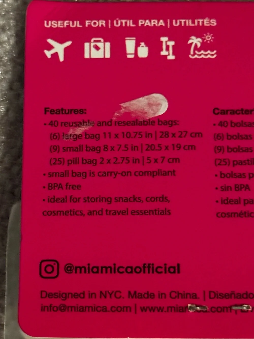 NEW!! Miamica Resealable Travel Bags - 40 Pack